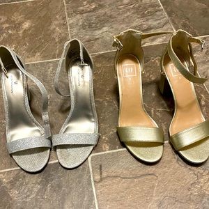 Two pairs of heels. Gold and silver